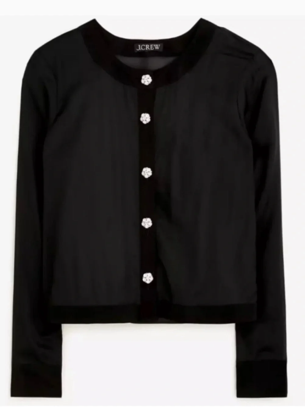 NWOT J. Crew Sheer Button Up Shirt with Jewel Buttons in Organza Blend